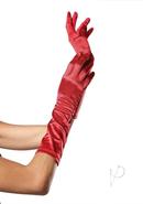 Elbow Length Satin Gloves Os Red