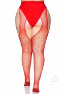 Crystalized Net Suspender Hose 1x/2x Red