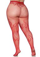 Flame Net Tights 1x/2x Red